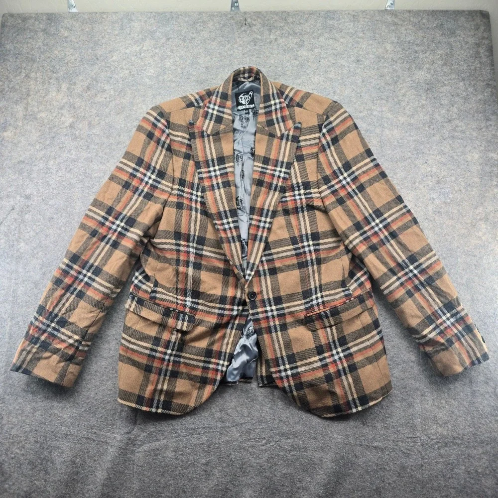 Twisted Tailor Mens 44R Nevada Suit Tan Plaid Wool Blend Slim Fit 36x31 Pants